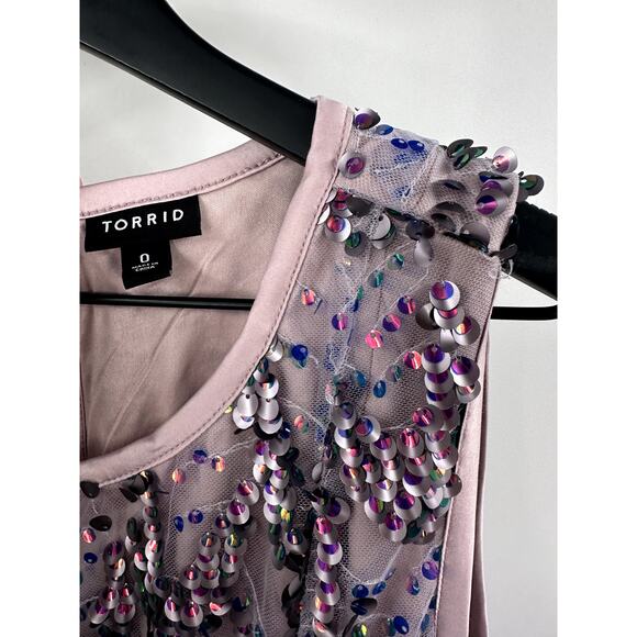 Torrid Purple Mini Sequin Shift Dress Size 0 LARGE - Picture 6 of 10